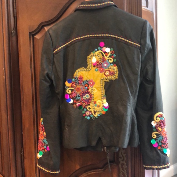 Doubled Ranch embroidered leather jacket - Picture 4 of 4